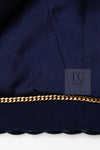 CHANEL 92A Vintage LIMITED Navy Leather Braid Trim Jacket CC Button 38 40 シャネル 限定品 ヴィンテージ ネイビー ブレード レザー トリム ジャケット CC ボタン 即発