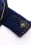 CHANEL 92A Vintage LIMITED Navy Leather Braid Trim Jacket CC Button 38 40 シャネル 限定品 ヴィンテージ ネイビー ブレード レザー トリム ジャケット CC ボタン 即発