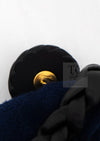 CHANEL 92A Vintage LIMITED Navy Leather Braid Trim Jacket CC Button 38 40 シャネル 限定品 ヴィンテージ ネイビー ブレード レザー トリム ジャケット CC ボタン 即発