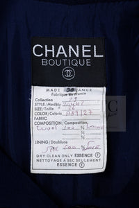 CHANEL 92A Vintage LIMITED Navy Leather Braid Trim Jacket CC Button 38 40 シャネル 限定品 ヴィンテージ ネイビー ブレード レザー トリム ジャケット CC ボタン 即発