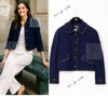 CHANEL 92A Vintage LIMITED Navy Leather Braid Trim Jacket CC Button 38 40 シャネル 限定品 ヴィンテージ ネイビー ブレード レザー トリム ジャケット CC ボタン 即発