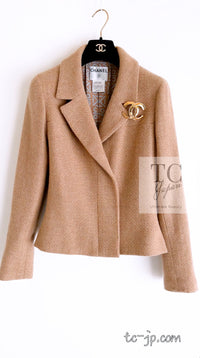 CHANEL 00A Camel Cashmere 100% Zipper Jacket 36 38 シャネル キャメル カシミア ジッパー ジャケット 即発