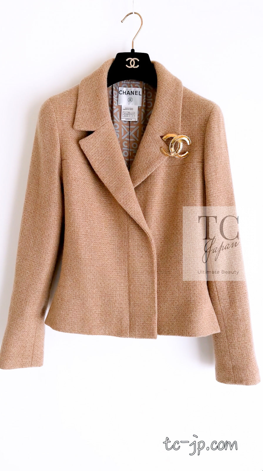 CHANEL 00A Camel Cashmere 100% Zipper Jacket 36 38 シャネル キャメル カシミア ジッパー ジャケット 即発