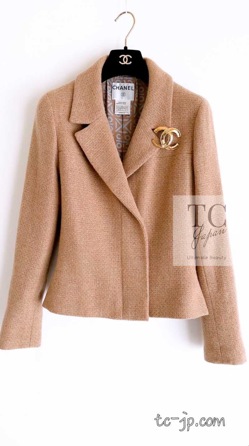 CHANEL 00A Camel Cashmere 100% Zipper Jacket 36 38 シャネル キャメル カシミア ジッパー ジャケット 即発