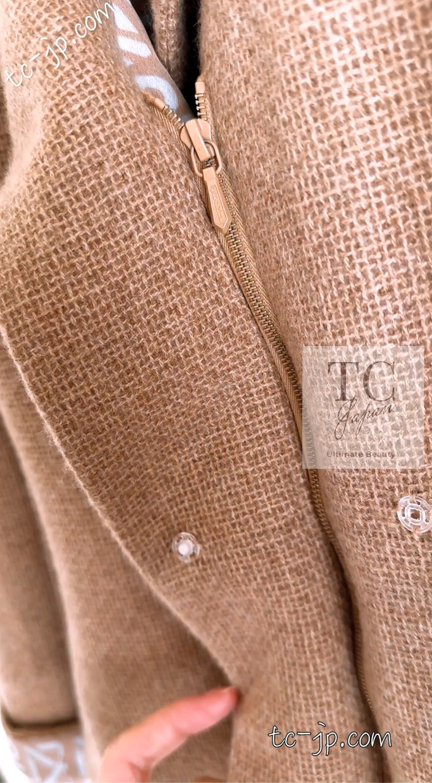 CHANEL 00A Camel Cashmere 100% Zipper Jacket 36 38 シャネル キャメル カシミア ジッパー ジャケット 即発