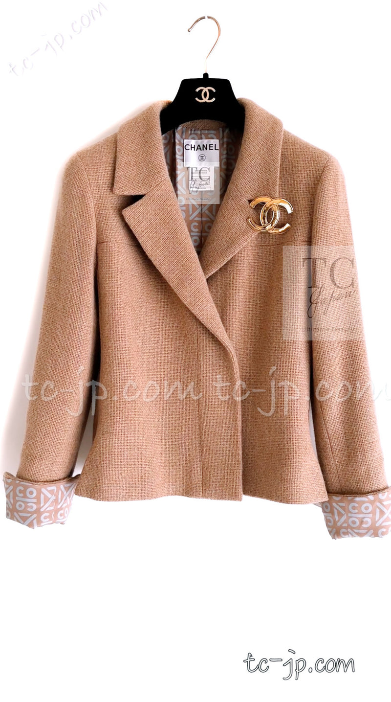 CHANEL 00A Camel Cashmere 100% Zipper Jacket 36 38 シャネル キャメル カシミア ジッパー ジャケット 即発