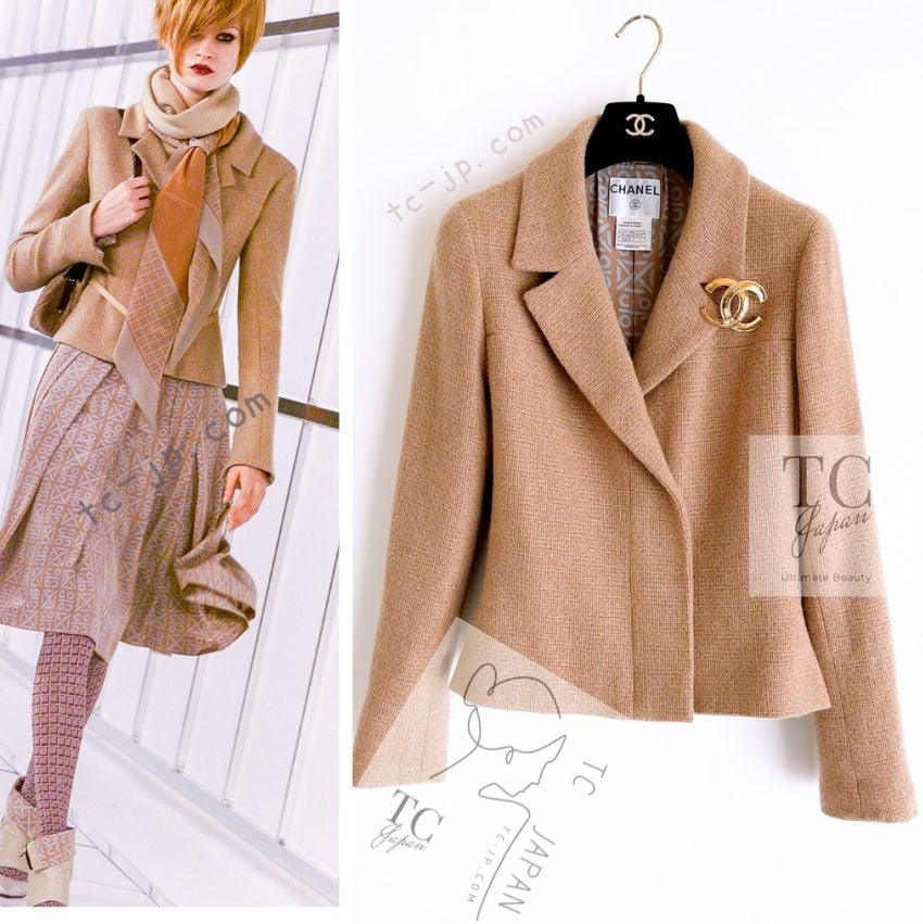 CHANEL 00A Camel Cashmere 100% Zipper Jacket 36 38 シャネル キャメル カシミア ジッパー ジャケット 即発