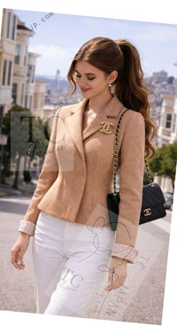 CHANEL 00A Brown Cashmere 100% Zipper Jacket Skirt Suit 38 シャネル ブラウン カシミア ジッパー ジャケット スカート スーツ 即発 - TC JAPAN