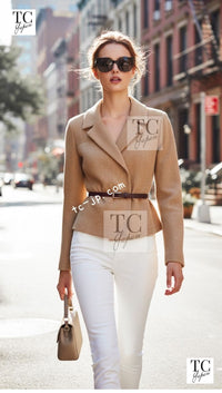 CHANEL 00A Camel Cashmere 100% Zipper Jacket 36 38 シャネル キャメル カシミア ジッパー ジャケット