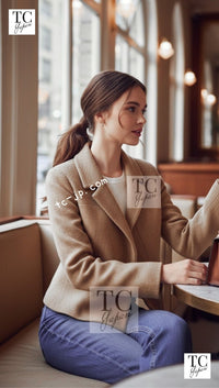CHANEL 00A Camel Cashmere 100% Zipper Jacket 36 38 シャネル キャメル カシミア ジッパー ジャケット