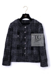 CHANEL 22PF Black White Cotton Wool Collarless Tweed Jacket 34 シャネル ブラック ホワイト コットン ウール ノーカラー ツイード ジャケット 即発