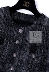 CHANEL 22PF Black White Cotton Wool Collarless Tweed Jacket 34 シャネル ブラック ホワイト コットン ウール ノーカラー ツイード ジャケット 即発