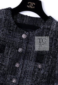 CHANEL 22PF Black White Cotton Wool Collarless Tweed Jacket 34 シャネル ブラック ホワイト コットン ウール ノーカラー ツイード ジャケット 即発