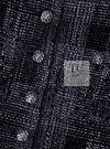 CHANEL 22PF Black White Cotton Wool Collarless Tweed Jacket 34 シャネル ブラック ホワイト コットン ウール ノーカラー ツイード ジャケット 即発