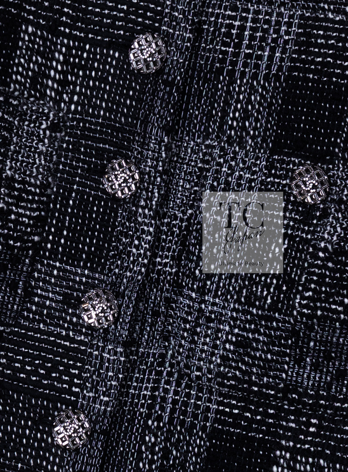 CHANEL 22PF Black White Cotton Wool Collarless Tweed Jacket 34 シャネル ブラック ホワイト コットン ウール ノーカラー ツイード ジャケット 即発