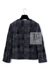 CHANEL 22PF Black White Cotton Wool Collarless Tweed Jacket 34 シャネル ブラック ホワイト コットン ウール ノーカラー ツイード ジャケット 即発