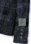 CHANEL 22PF Black White Cotton Wool Collarless Tweed Jacket 34 シャネル ブラック ホワイト コットン ウール ノーカラー ツイード ジャケット 即発