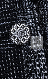 CHANEL 22PF Black White Cotton Wool Collarless Tweed Jacket 34 シャネル ブラック ホワイト コットン ウール ノーカラー ツイード ジャケット 即発