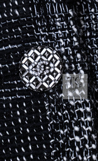 CHANEL 22PF Black White Cotton Wool Collarless Tweed Jacket 34 シャネル ブラック ホワイト コットン ウール ノーカラー ツイード ジャケット 即発