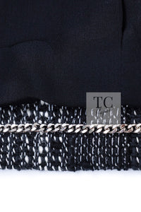 CHANEL 22PF Black White Cotton Wool Collarless Tweed Jacket 34 シャネル ブラック ホワイト コットン ウール ノーカラー ツイード ジャケット 即発