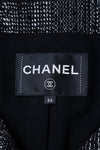 CHANEL 22PF Black White Cotton Wool Collarless Tweed Jacket 34 シャネル ブラック ホワイト コットン ウール ノーカラー ツイード ジャケット 即発