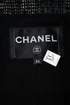 CHANEL 22PF Black White Cotton Wool Collarless Tweed Jacket 34 シャネル ブラック ホワイト コットン ウール ノーカラー ツイード ジャケット 即発