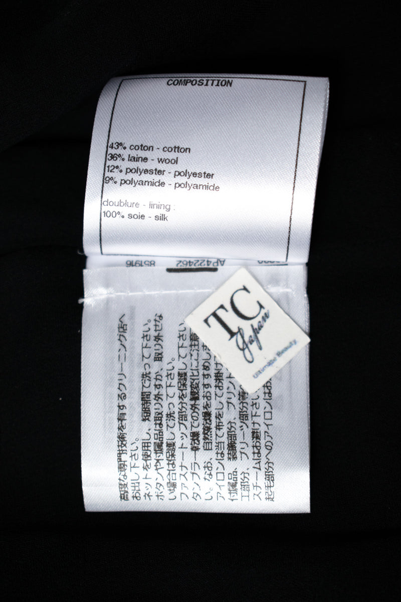 CHANEL 22PF Black White Cotton Wool Collarless Tweed Jacket 34 シャネル ブラック ホワイト コットン ウール ノーカラー ツイード ジャケット 即発