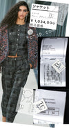 CHANEL 22PF Black White Cotton Wool Collarless Tweed Jacket 34 シャネル ブラック ホワイト コットン ウール ノーカラー ツイード ジャケット 即発
