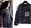 CHANEL 22PF Black White Cotton Wool Collarless Tweed Jacket 34 シャネル ブラック ホワイト コットン ウール ノーカラー ツイード ジャケット 即発