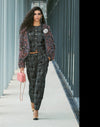 CHANEL 22PF Black White Cotton Wool Collarless Tweed Jacket 34 シャネル ブラック ホワイト コットン ウール ノーカラー ツイード ジャケット 即発