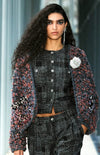 CHANEL 22PF Black White Cotton Wool Collarless Tweed Jacket 34 シャネル ブラック ホワイト コットン ウール ノーカラー ツイード ジャケット 即発