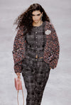 CHANEL 22PF Black White Cotton Wool Collarless Tweed Jacket 34 シャネル ブラック ホワイト コットン ウール ノーカラー ツイード ジャケット 即発