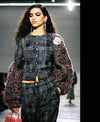 CHANEL 22PF Black White Cotton Wool Collarless Tweed Jacket 34 シャネル ブラック ホワイト コットン ウール ノーカラー ツイード ジャケット 即発