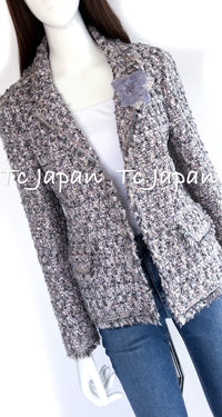 CHANEL 04A Gray Pink Lavender Multi Color Tweed Jacket 38 シャネル グレー ピンク ラベンダー マルチカラー ツイード ジャケット 即発