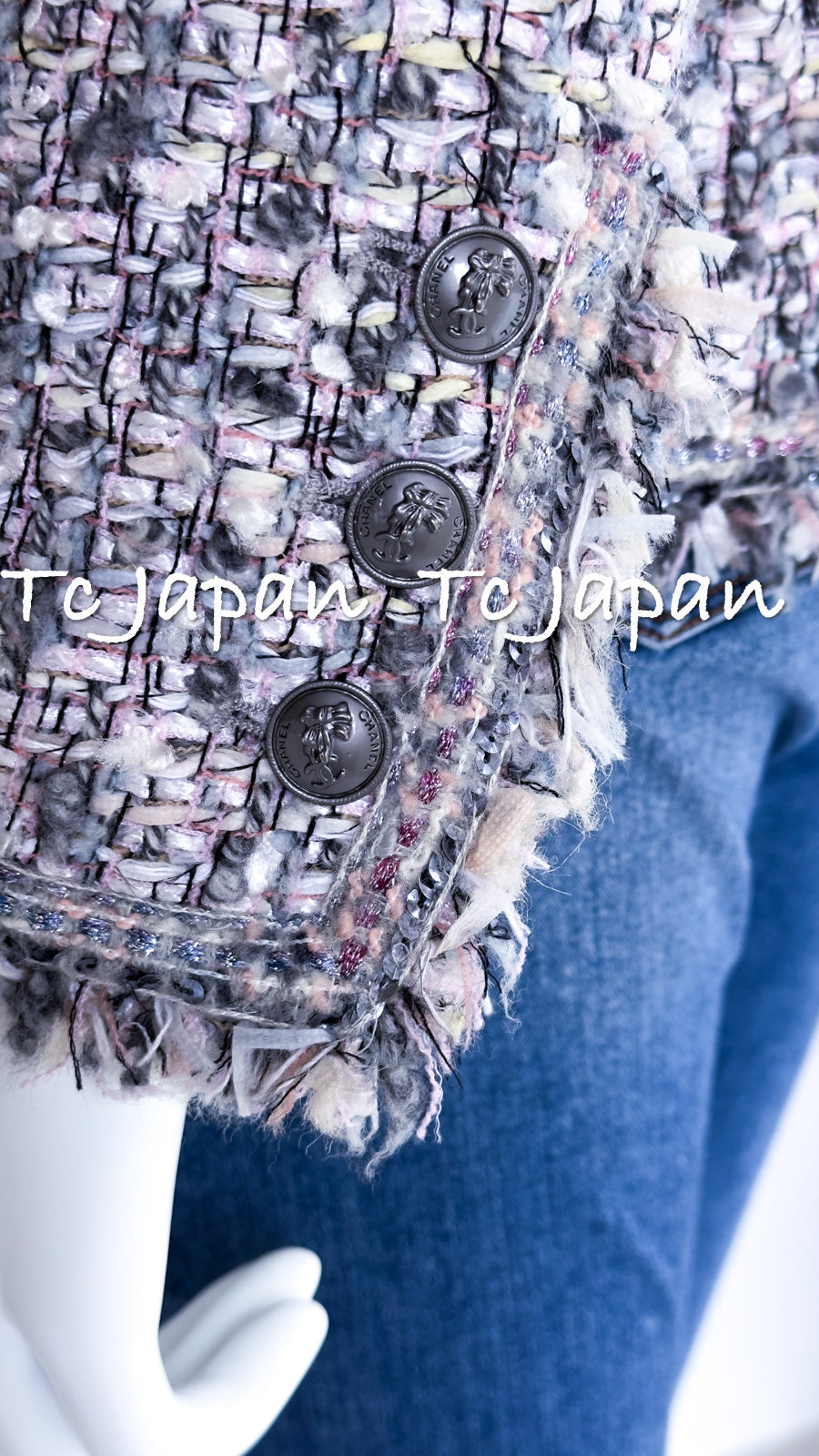 CHANEL ジャケット CHANEL 【極美品】シャネル 2004P P23494 カメリア レース ツイード