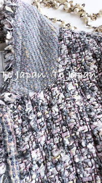 CHANEL 04A Gray Pink Lavender Multi Color Tweed Jacket 38 シャネル グレー ピンク ラベンダー マルチカラー ツイード ジャケット 即発