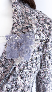 CHANEL 04A Gray Pink Lavender Multi Color Tweed Jacket 38 シャネル グレー ピンク ラベンダー マルチカラー ツイード ジャケット 即発