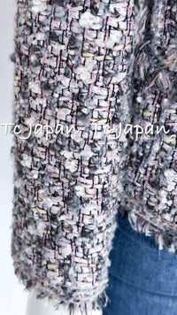CHANEL 04A Gray Pink Lavender Multi Color Tweed Jacket 38 シャネル グレー ピンク ラベンダー マルチカラー ツイード ジャケット 即発