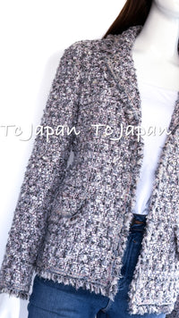CHANEL 04A Gray Pink Lavender Multi Color Tweed Jacket 38 シャネル グレー ピンク ラベンダー マルチカラー ツイード ジャケット 即発