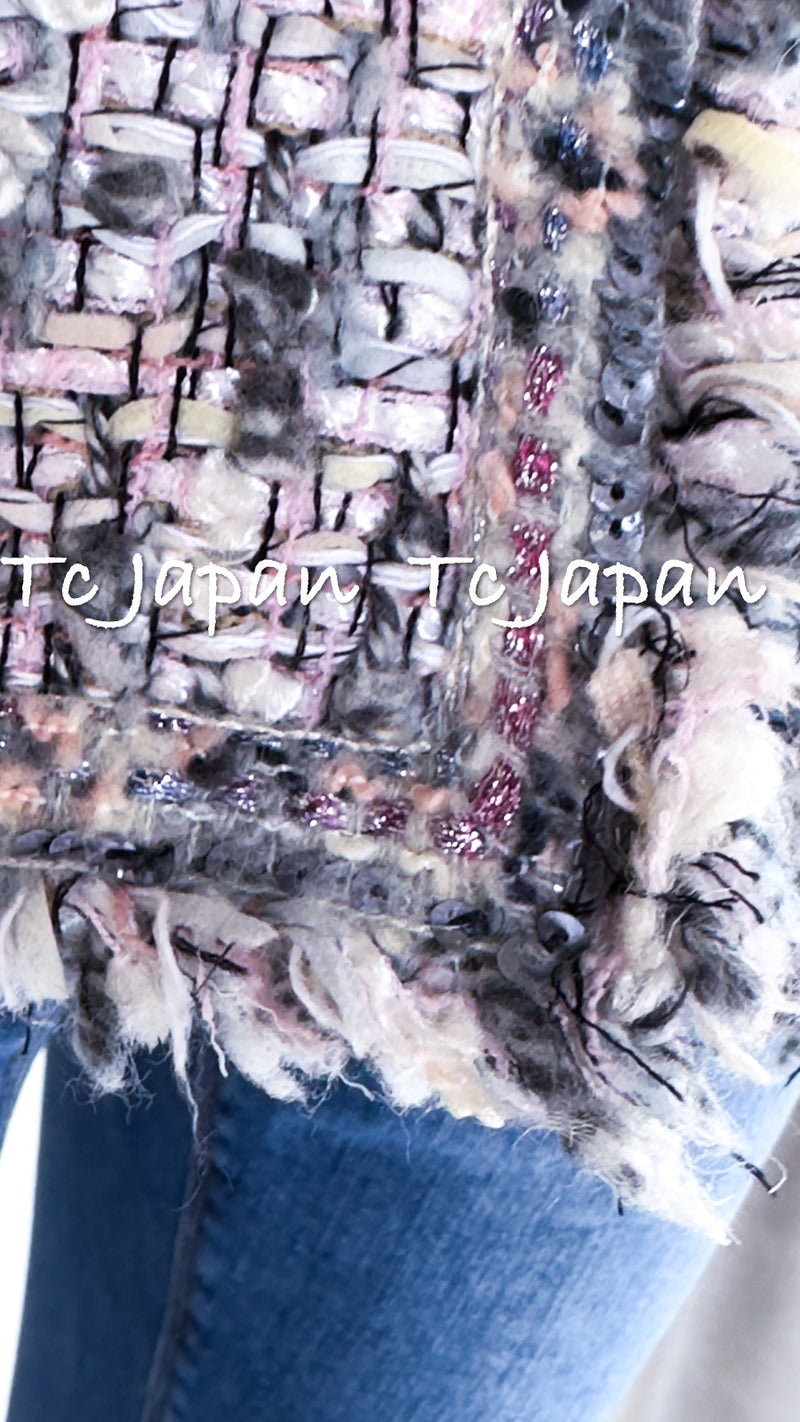 CHANEL 04A Gray Pink Lavender Multi Color Tweed Jacket 38 シャネル グレー ピンク ラベンダー マルチカラー ツイード ジャケット 即発