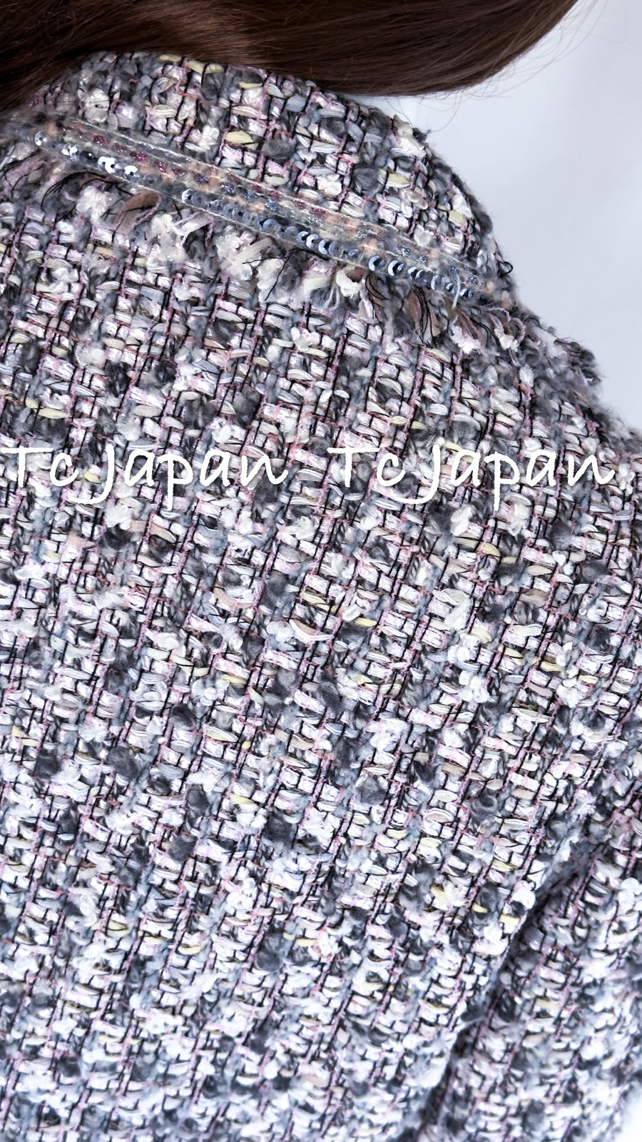 シャネル ジャケット CHANEL グレー ピンク ラベンダー マルチカラー