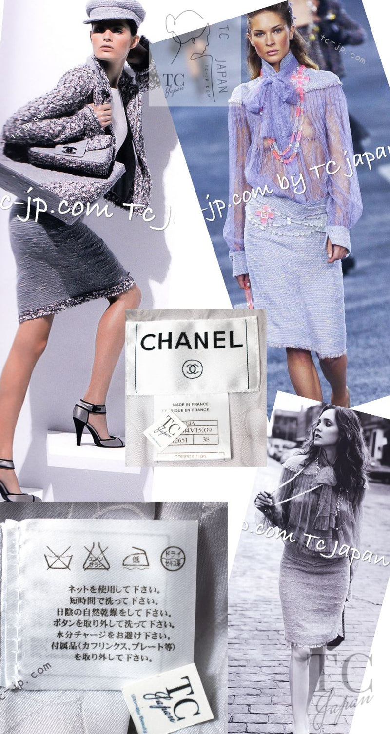 CHANEL 04A Gray Pink Lavender Multi Color Tweed Jacket 38 シャネル グレー ピンク ラベンダー マルチカラー ツイード ジャケット 即発