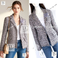 CHANEL 04A Gray Pink Lavender Multi Color Tweed Jacket 38 シャネル グレー ピンク ラベンダー マルチカラー ツイード ジャケット 即発