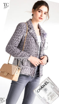 CHANEL 04A Gray Pink Lavender Multi Color Tweed Jacket 38 シャネル グレー ピンク ラベンダー マルチカラー ツイード ジャケット 即発