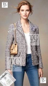 CHANEL 04A Gray Pink Lavender Multi Color Tweed Jacket 38 シャネル グレー ピンク ラベンダー マルチカラー ツイード ジャケット 即発