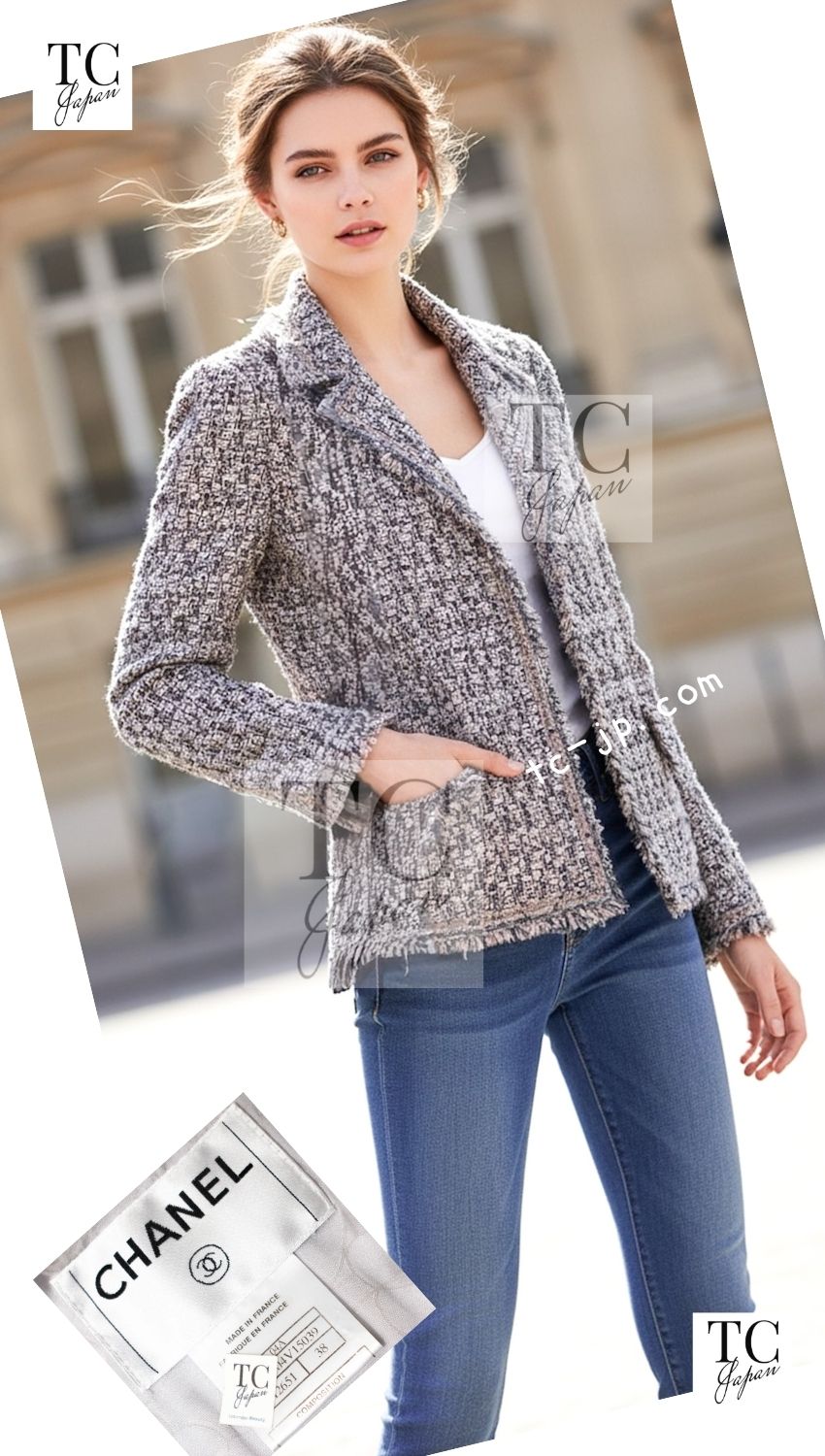 CHANEL 04A Gray Pink Lavender Multi Color Tweed Jacket 38 シャネル グレー ピンク ラベンダー マルチカラー ツイード ジャケット 即発