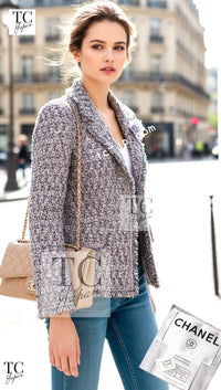CHANEL 04A Gray Pink Lavender Multi Color Tweed Jacket 38 シャネル グレー ピンク ラベンダー マルチカラー ツイード ジャケット 即発
