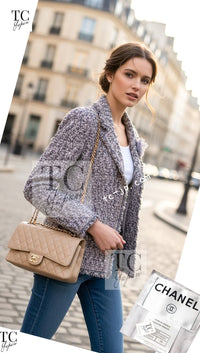 CHANEL 04A Gray Pink Lavender Multi Color Tweed Jacket 38 シャネル グレー ピンク ラベンダー マルチカラー ツイード ジャケット 即発