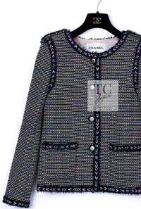 CHANEL 16S Black Multicolor Epaulettes Trimming Jacket 34 36 シャネル ブラック マルチカラー 肩章 ココマーク ボタン ジャケット 即発