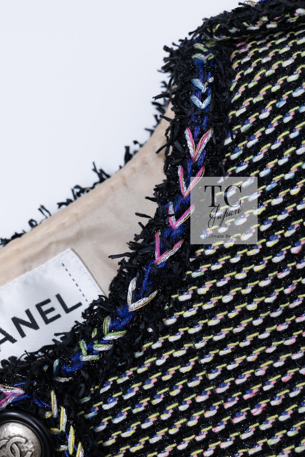シャネル ジャケット CHANEL ブラック マルチカラー 肩章 ココマーク